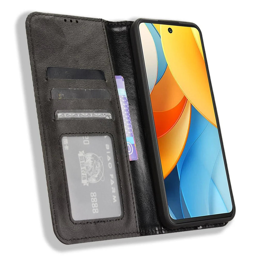 For ZTE Axon 60 Lite / Blade V60 Vita Wallet Case Retro Leather Phone Cover with Stand - Black - 2