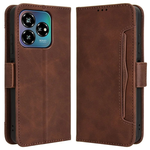 For ZTE Axon 60 Lite / Blade V60 Vita Wallet Case Leather Phone Cover with Multiple Card Slots - Brown - 1