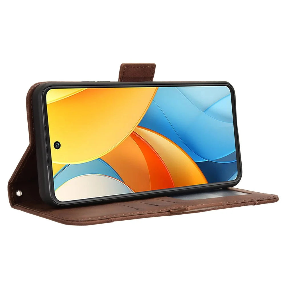 For ZTE Axon 60 Lite / Blade V60 Vita Wallet Case Leather Phone Cover with Multiple Card Slots - Brown - 3