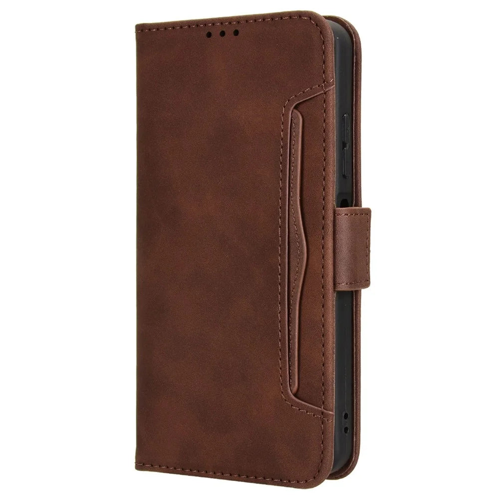 For ZTE Axon 60 Lite / Blade V60 Vita Wallet Case Leather Phone Cover with Multiple Card Slots - Brown - 7
