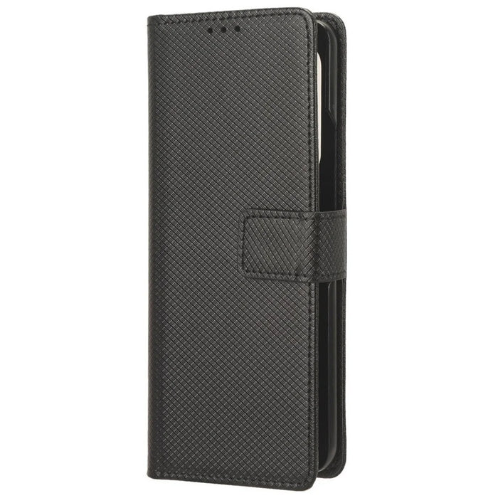 For Samsung Galaxy Z Fold6 5G Case with Pencil Holder, PU Leather Diamond Texture Wallet Phone Cover - Black - 7