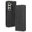 For Samsung Galaxy Z Fold6 5G Case with Pencil Holder Retro PU Leather Phone Cover - Black - 1