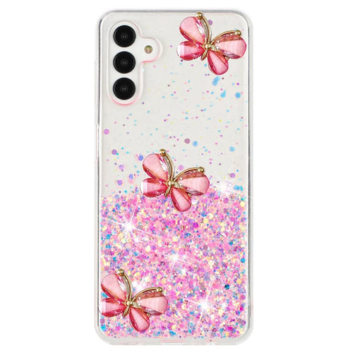 For Samsung Galaxy S24 FE Case Glowing in Dark 3D Butterfly Epoxy TPU Phone Cover - Luminous Pink - 1