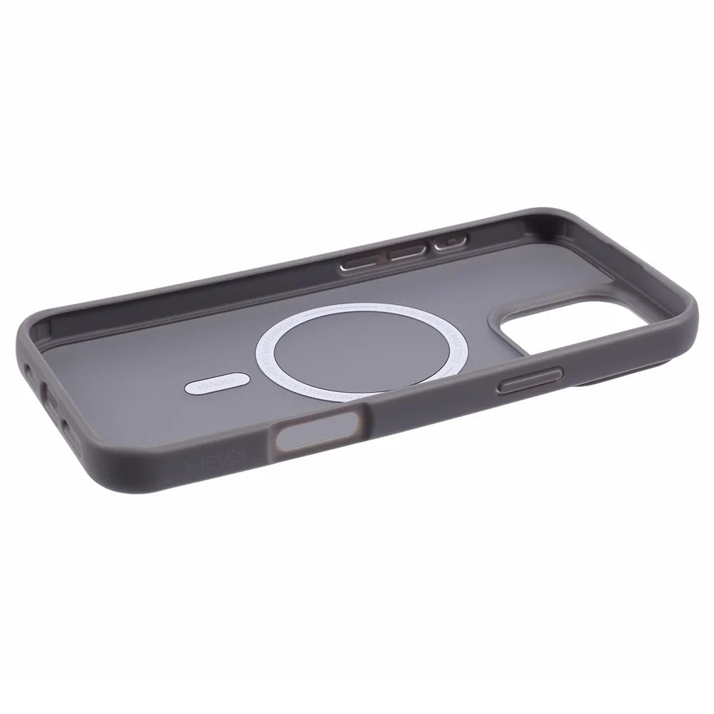 X-LEVEL For iPhone 16 Pro Max Case Compatible with MagSafe Skin-Touch TPU+Acrylic Phone Cover - Grey - 5