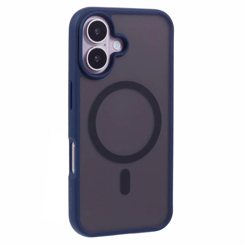 X-LEVEL For iPhone 16 Case Compatible with MagSafe TPU+Acrylic Shockproof Phone Cover Rubberized Finish - Dark Blue - 1