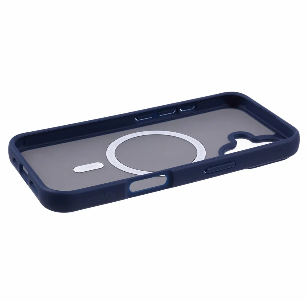X-LEVEL For iPhone 16 Case Compatible with MagSafe TPU+Acrylic Shockproof Phone Cover Rubberized Finish - Dark Blue - 5