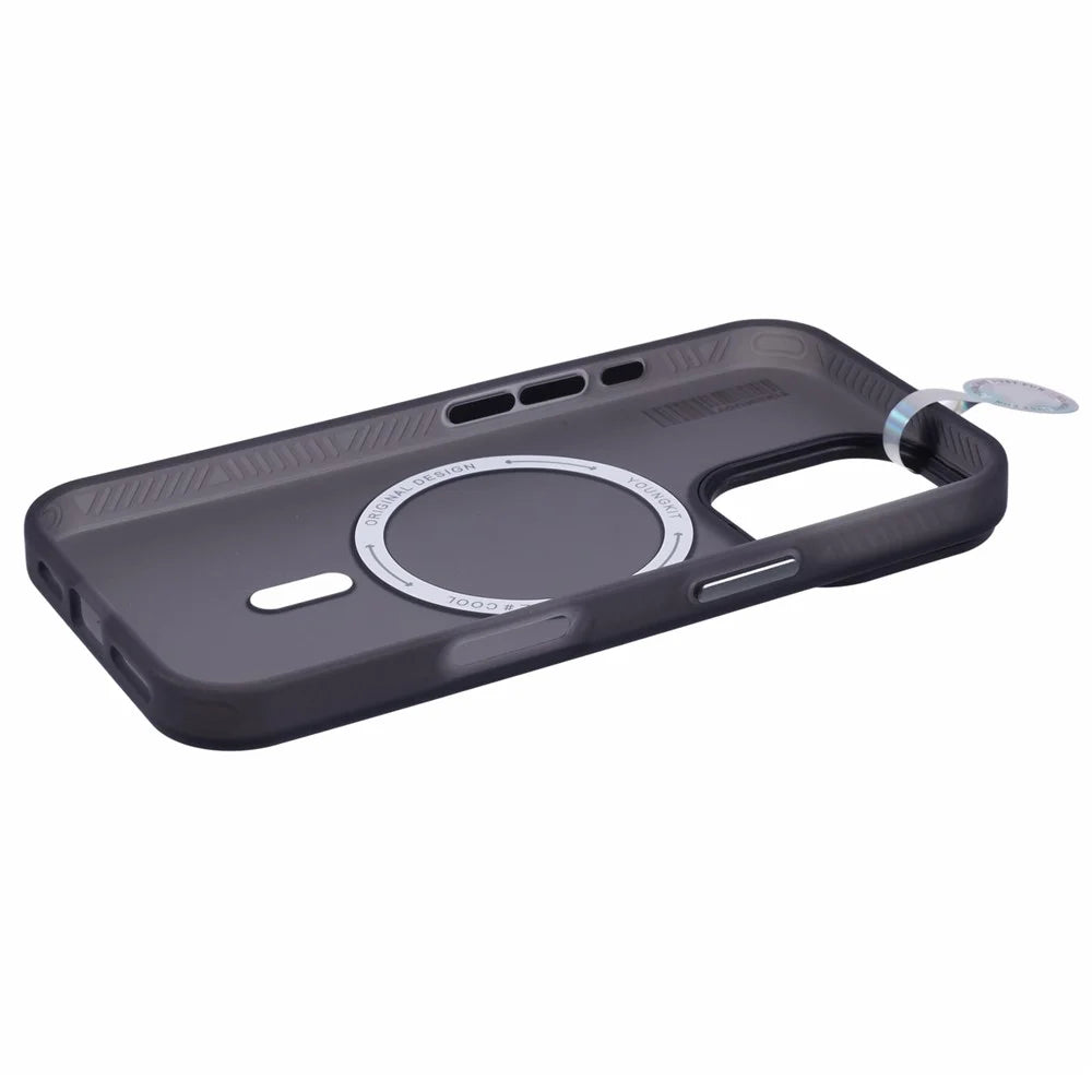 YOUNGKIT For iPhone 16 Case Compatible with MagSafe Anti-Fingerprint PET+TPU Phone Cover - Transparent Black - 5