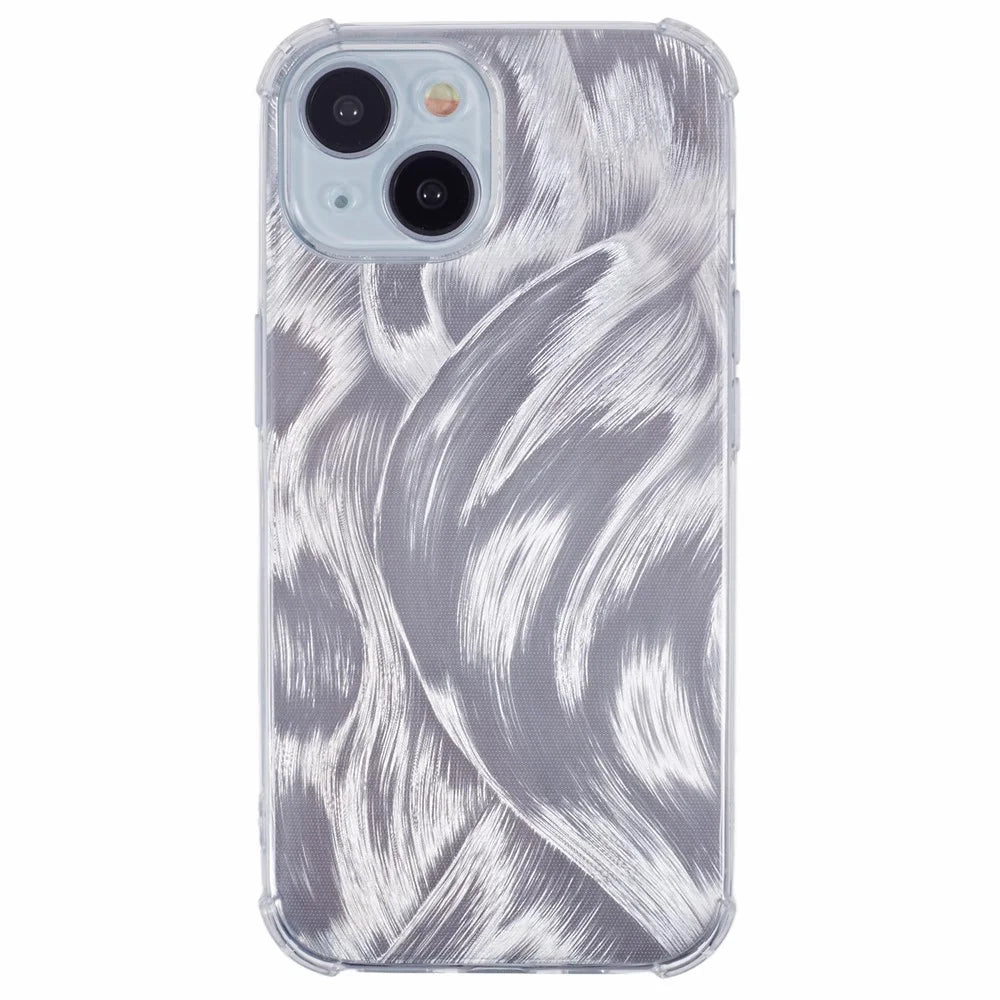 For iPhone 15 Shockproof Case Soft TPU Phone Cover with Card Paper - Aurora Feather - 1