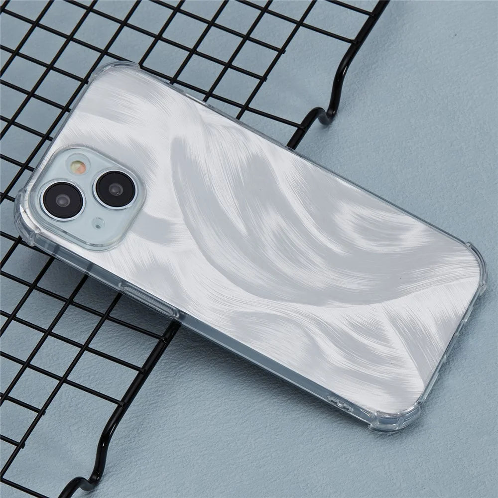 For iPhone 15 Shockproof Case Soft TPU Phone Cover with Card Paper - Aurora Feather - 3