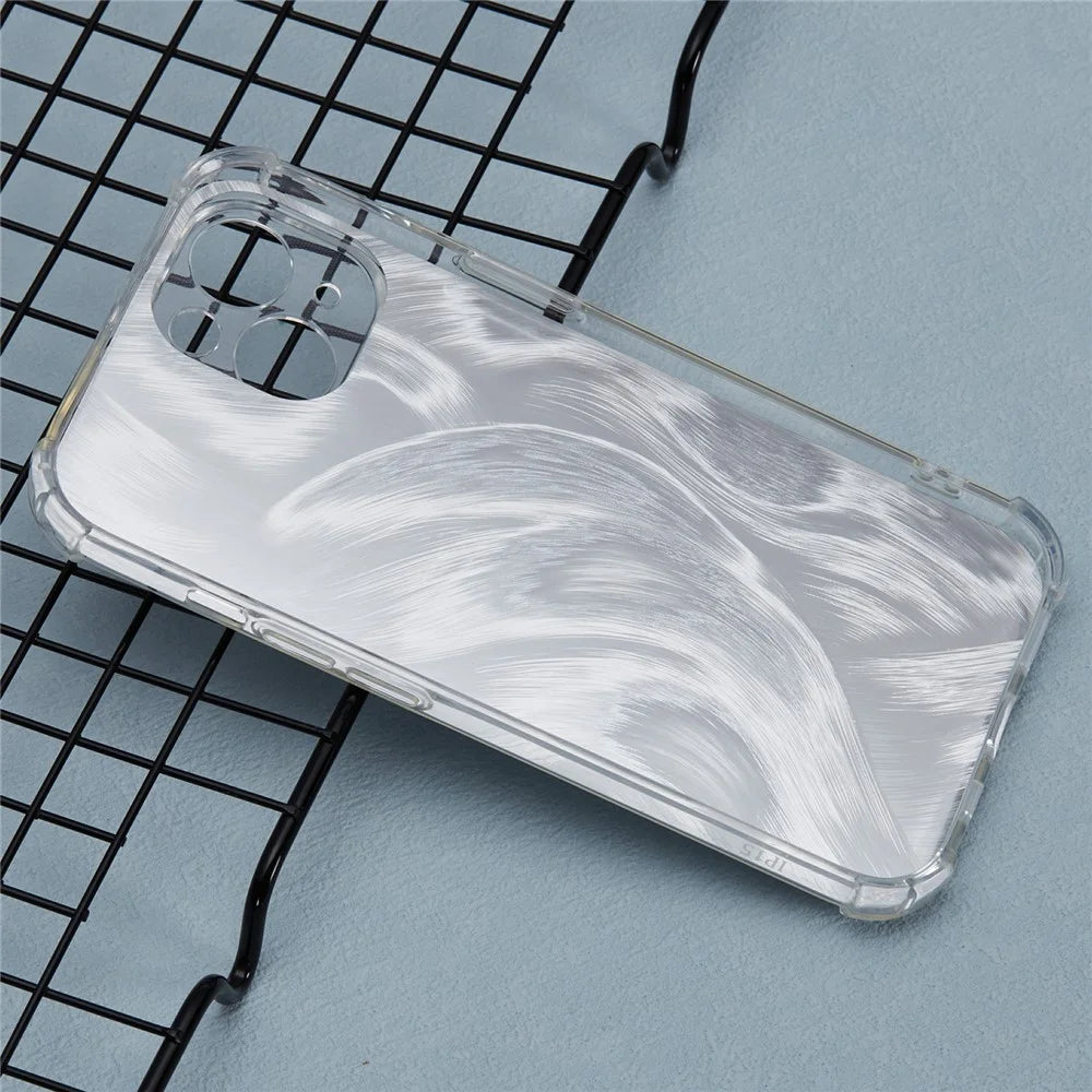 For iPhone 15 Shockproof Case Soft TPU Phone Cover with Card Paper - Aurora Feather - 4