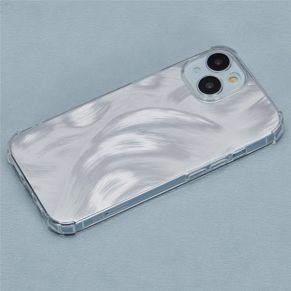 For iPhone 15 Shockproof Case Soft TPU Phone Cover with Card Paper - Aurora Feather - 5