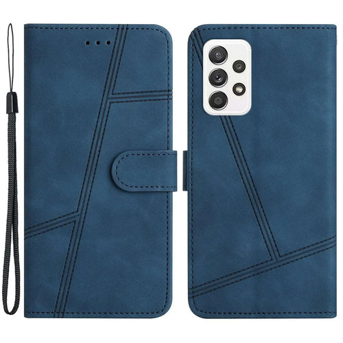 For Samsung Galaxy A23 5G (Global Version) / 4G Retro Style Anti-scratch Phone Wallet Case Skin-touch Feeling PU Leather Flip Cover Stand - Blue - 1