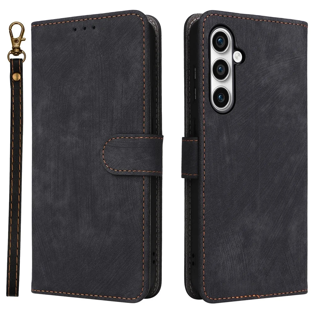 For Samsung Galaxy S24 FE Case RFID Blocking Wallet PU Leather Flip Phone Cover - Black - 1