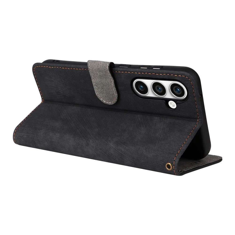 For Samsung Galaxy S24 FE Case RFID Blocking Wallet PU Leather Flip Phone Cover - Black - 4