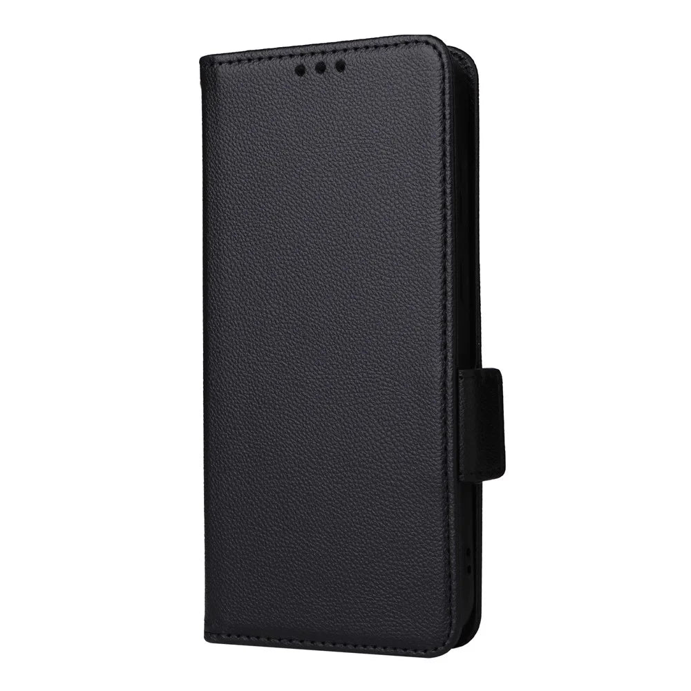 For Samsung Galaxy S24 FE Case with Wrist Strap Litchi Texture PU Leather Wallet Phone Cover - Black - 7