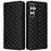 For Samsung Galaxy S24 FE Wallet Case Rhombus Imprint Leather Phone Cover - Black - 1