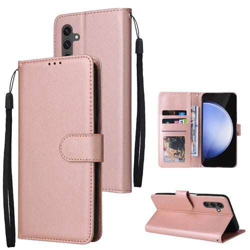 For Samsung Galaxy S24 FE Case 3 Card Slots Wallet PU Leather Phone Cover - Rose Gold - 1