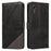 For Samsung Galaxy Xcover7 Case Shockproof Geometric Line Leather Phone Cover Card Holder - Black - 1