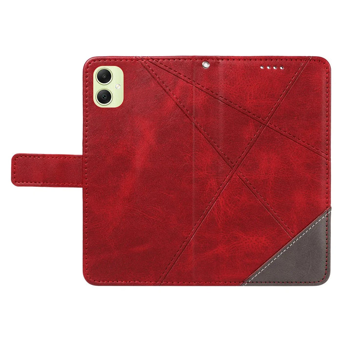For Samsung Galaxy A05 4G Case Folding Stand Leather Phone Cover Geometric Line - Red - 5