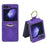 For Samsung Galaxy Z Flip5 5G Case Leather Coated PC Phone Cover with Ring Kickstand - Purple - 1