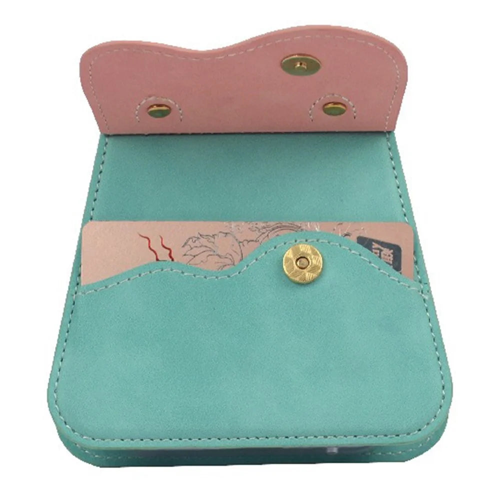 For Samsung Galaxy Z Flip5 5G Case with Shoulder Strap Card Slot Leather+PC Phone Handbag - Sky Blue - 4