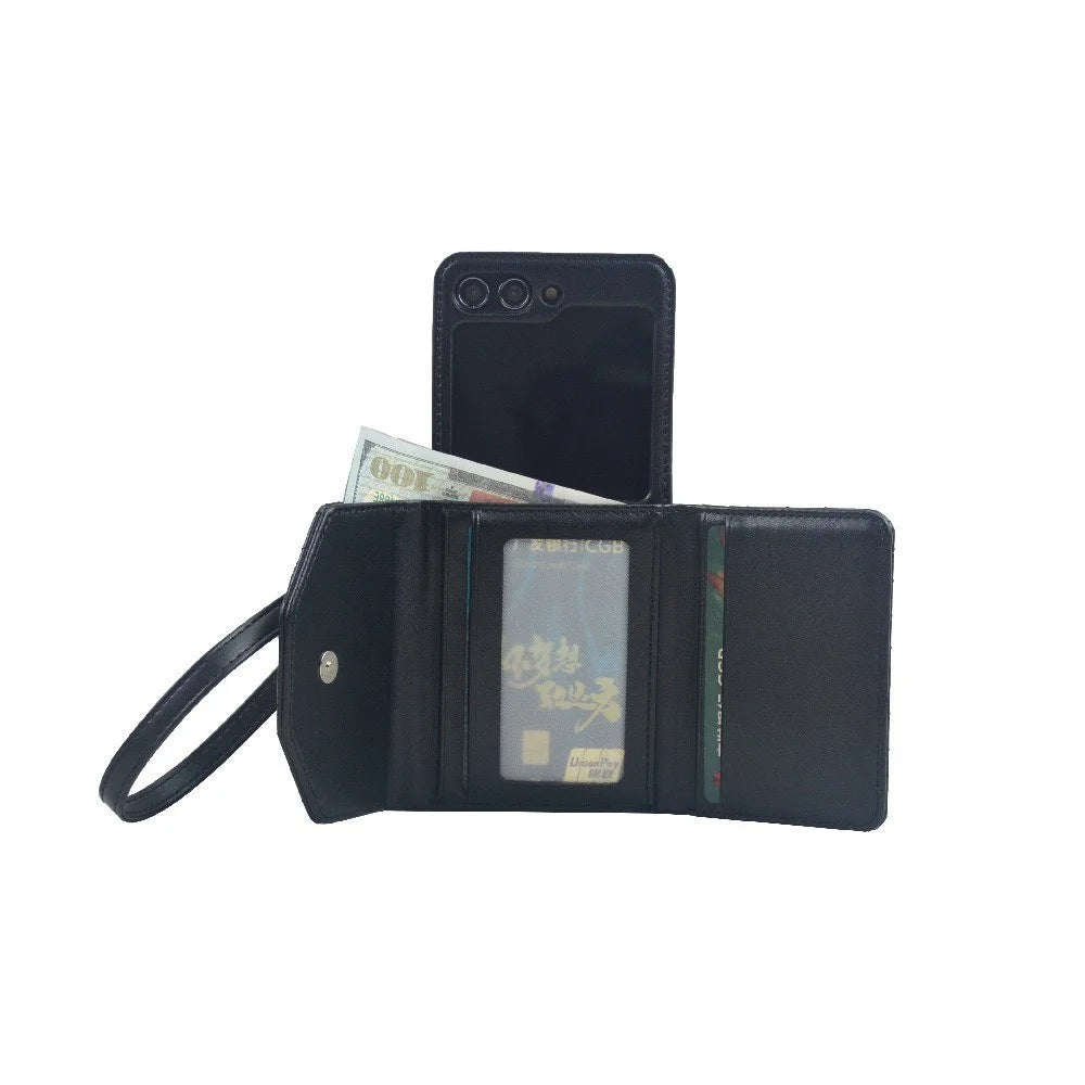 For Samsung Galaxy Z Flip7 FE 5G / Z Flip6 5G Case Handbag Wallet Style Rhombus Pattern Leather + PC Phone Cover - Black - 2