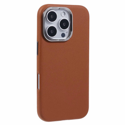 X-LEVEL For iPhone 16 Pro Case PU Leather Hard PC Back Phone Cover - Brown - 1