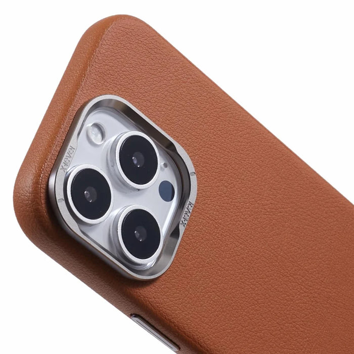 X-LEVEL For iPhone 16 Pro Case PU Leather Hard PC Back Phone Cover - Brown - 5