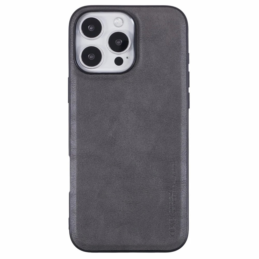 X-LEVEL Bojue-3 Series For iPhone 16 Pro Case Leather Coated PC+TPU Anti-Scratch Protective Cover - Grey - 3