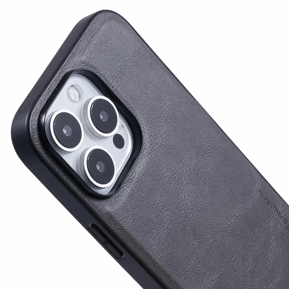 X-LEVEL Bojue-3 Series For iPhone 16 Pro Case Leather Coated PC+TPU Anti-Scratch Protective Cover - Grey - 6