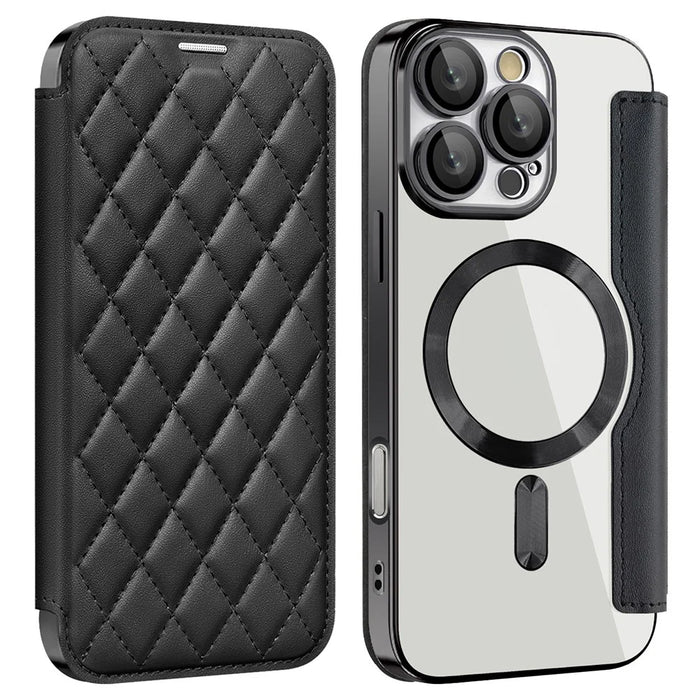 For iPhone 16 Pro Max Magnetic Case Card Slots RFID Blocking Leather Phone Cover - Black - 1