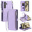 015 Style For Samsung Galaxy A55 5G Shockproof Case with Straps Leather Wallet Phone Cover - Purple - 1