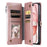015 Style For iPhone 15 Pro Stand Case Leather Zipper Pocket Phone Cover with Strap - Rose Gold - 4