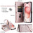 015 Style For iPhone 15 Pro Stand Case Leather Zipper Pocket Phone Cover with Strap - Rose Gold - 7
