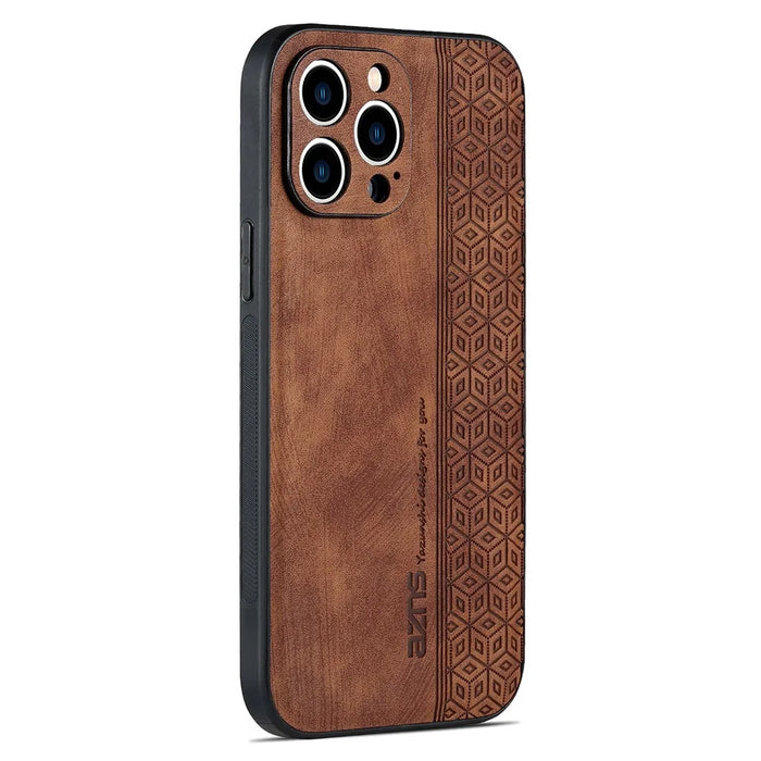 AZNS For iPhone 16 Pro Max Case Anti-Drop PU Leather+TPU Phone Cover - Brown - 1