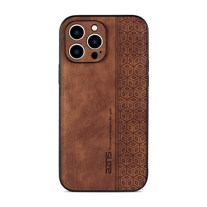 AZNS For iPhone 16 Pro Max Case Anti-Drop PU Leather+TPU Phone Cover - Brown - 3