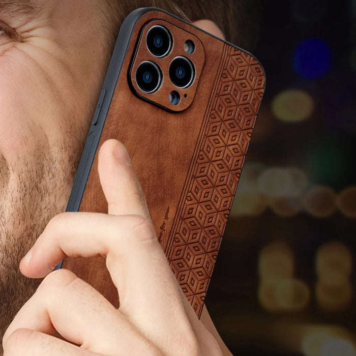AZNS For iPhone 16 Pro Max Case Anti-Drop PU Leather+TPU Phone Cover - Brown - 4