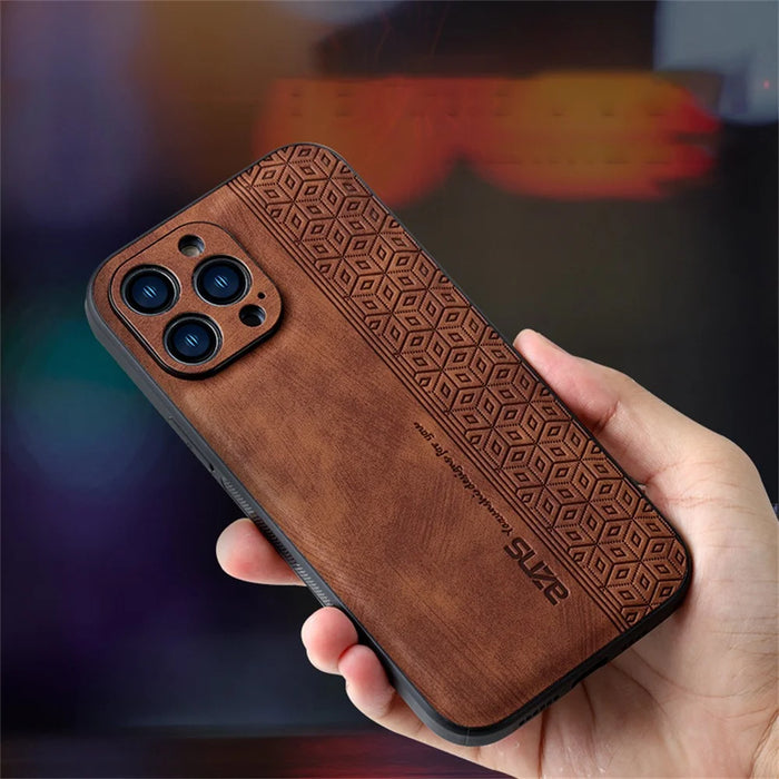 AZNS For iPhone 16 Pro Max Case Anti-Drop PU Leather+TPU Phone Cover - Brown - 7