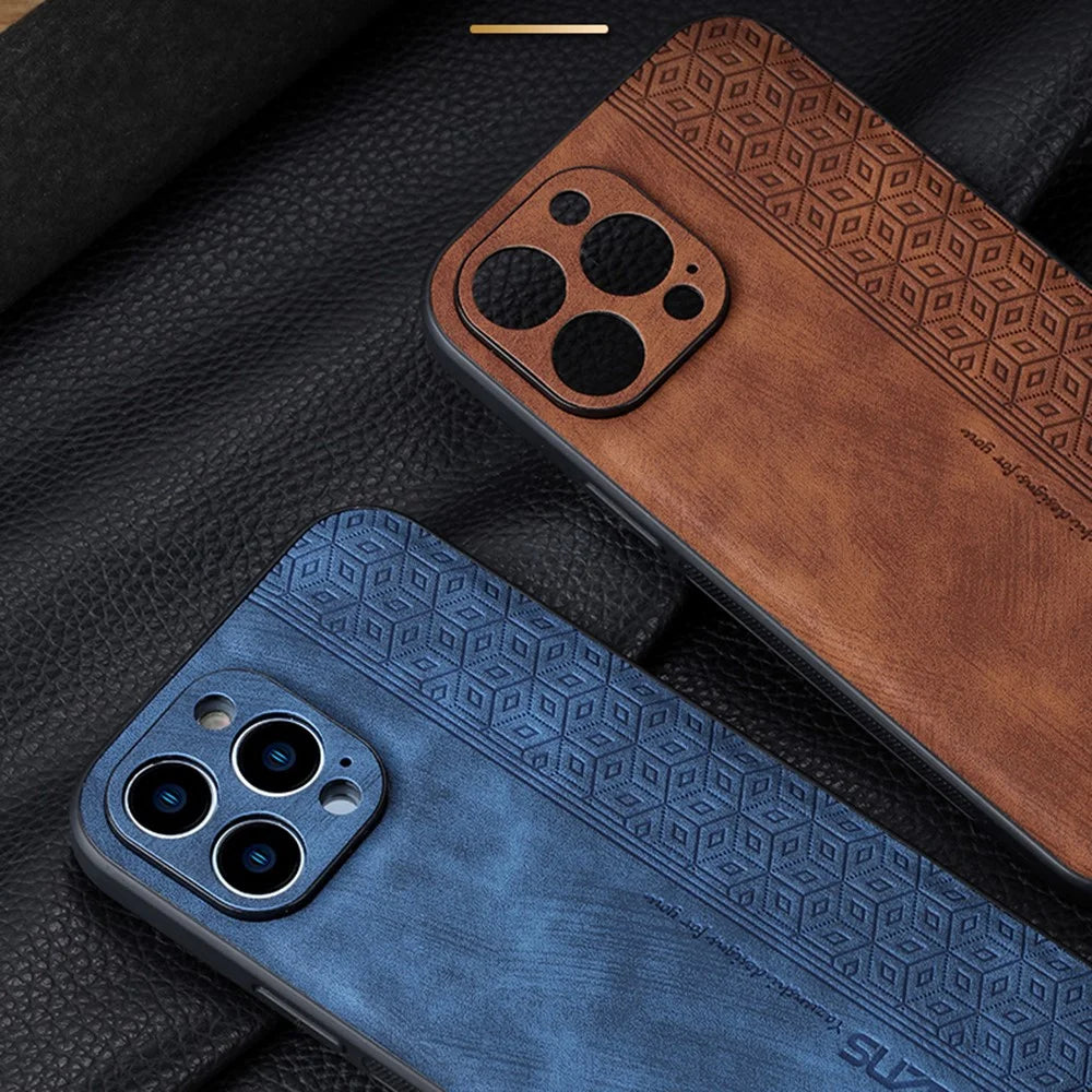 AZNS For iPhone 16 Pro Case Protective PU Leather Covered TPU Phone Shell - Brown - 5