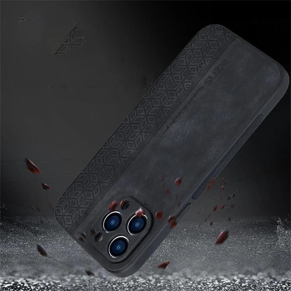 AZNS For iPhone 16 Pro Case Protective PU Leather Covered TPU Phone Shell - Brown - 7
