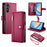 DF-011 For Samsung Galaxy A34 5G Case Card Slots Zipper Leather Cover Crossbody Phone Bag - Red - 1