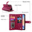 DF-011 For Samsung Galaxy A34 5G Case Card Slots Zipper Leather Cover Crossbody Phone Bag - Red - 6