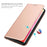 For iPhone 14 Case Magnetic Closure Leather Phone Cover Card Holder Viewing Stand - Rose Gold - 5