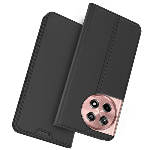 For OnePlus 12R 5G / Ace 3 5G Case Strong Magnetic Closure Protective Leather Phone Cover Card Slot - Black - 1