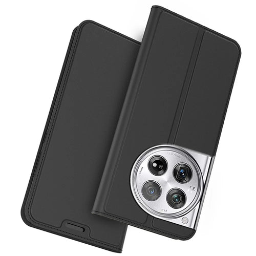 For OnePlus 12 5G Case Leather Card Slot Stand Phone Cover Magnetic Auto Closing - Black - 1