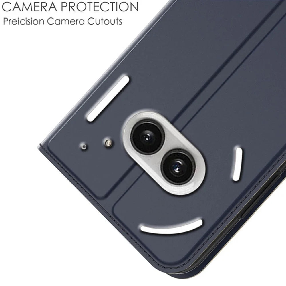 For Nothing Phone (2a) Plus / Phone (2a) Case Leather Flip Stand Phone Cover Hidden Magnetic Adsorption - Blue - 2