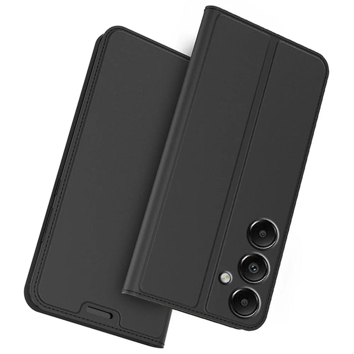 For Samsung Galaxy A55 5G Case Hidden Magnetic Closure Leather Phone Cover Flip Stand - Black - 1