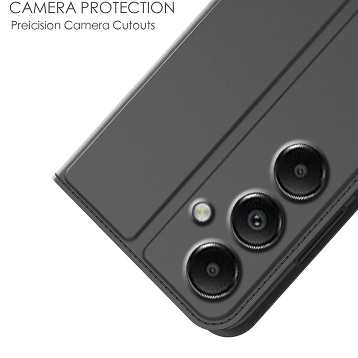 For Samsung Galaxy A55 5G Case Hidden Magnetic Closure Leather Phone Cover Flip Stand - Black - 5