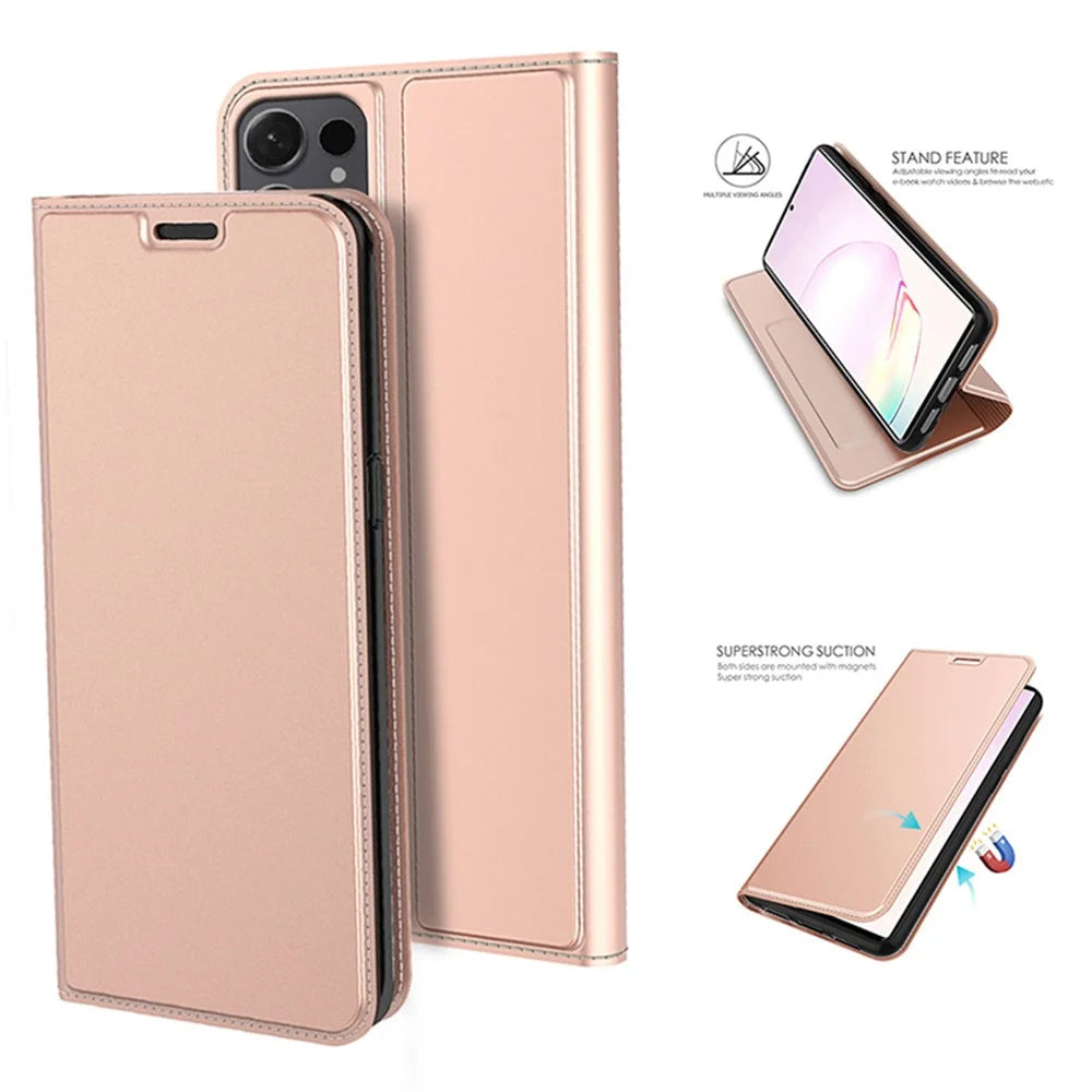 For Samsung Galaxy S24 Ultra Case Flip Stand Leather Phone Cover Full Body Protective - Rose Gold - 3