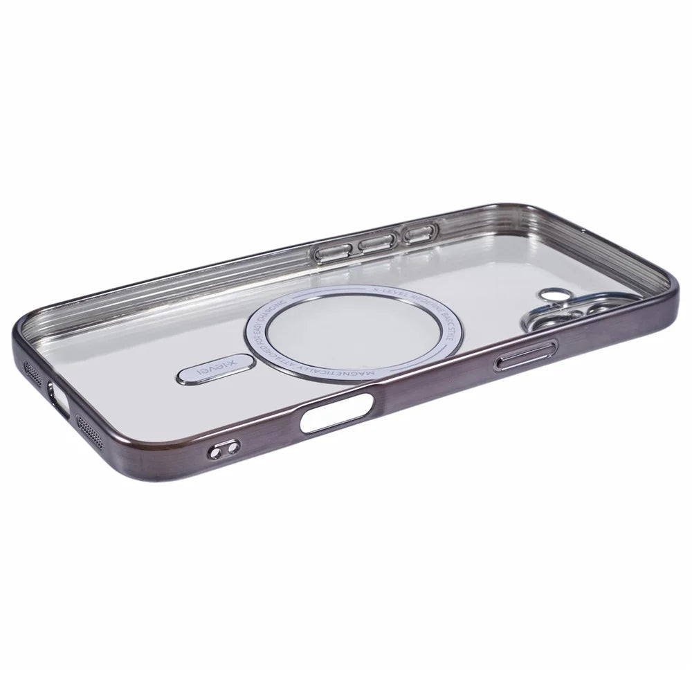 X-LEVEL For iPhone 16 Case Compatible with MagSafe TPU Clear Phone Cover with Lens Film - Grey - 5